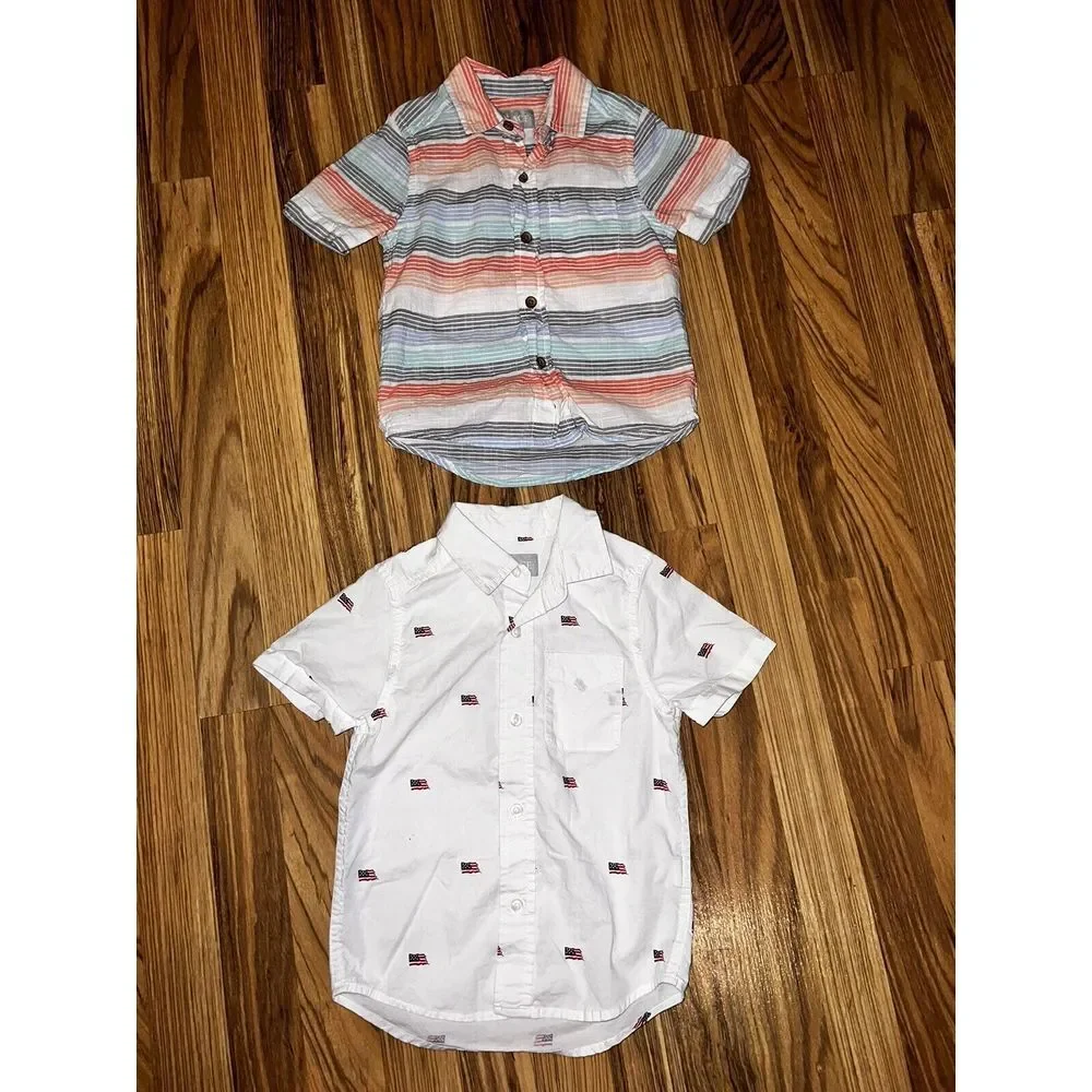 The Children's Place TCP Boys Button Down Shirts Sz 4 Lot of 2